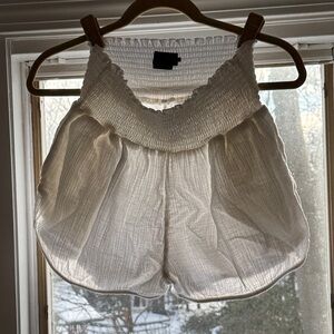 Hatch White  Smocked Maternity Shorts